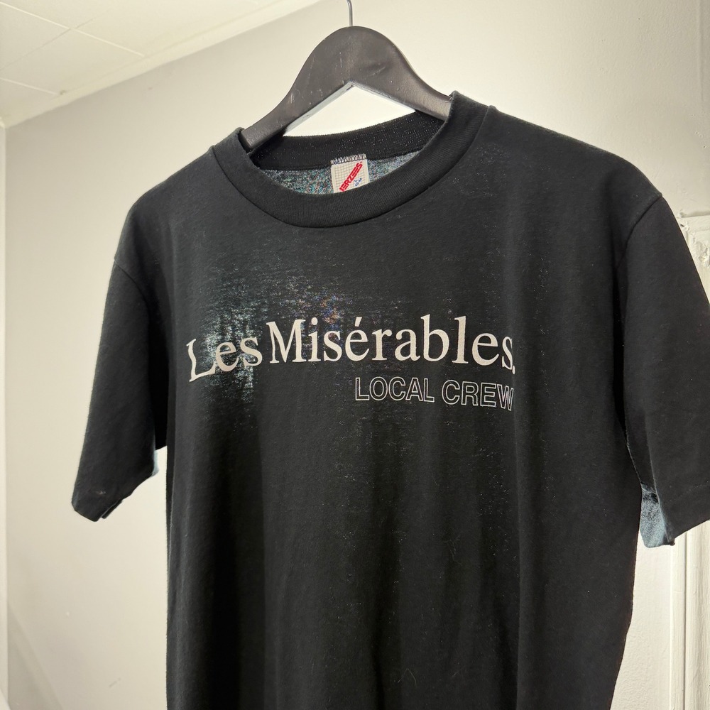 Vintage Les Miserables Local Crew Shirt Men's Large Black Broadway Musical 90s